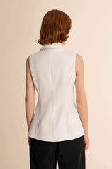 Womens White Tops Button Down Suit Vest | CicyBell