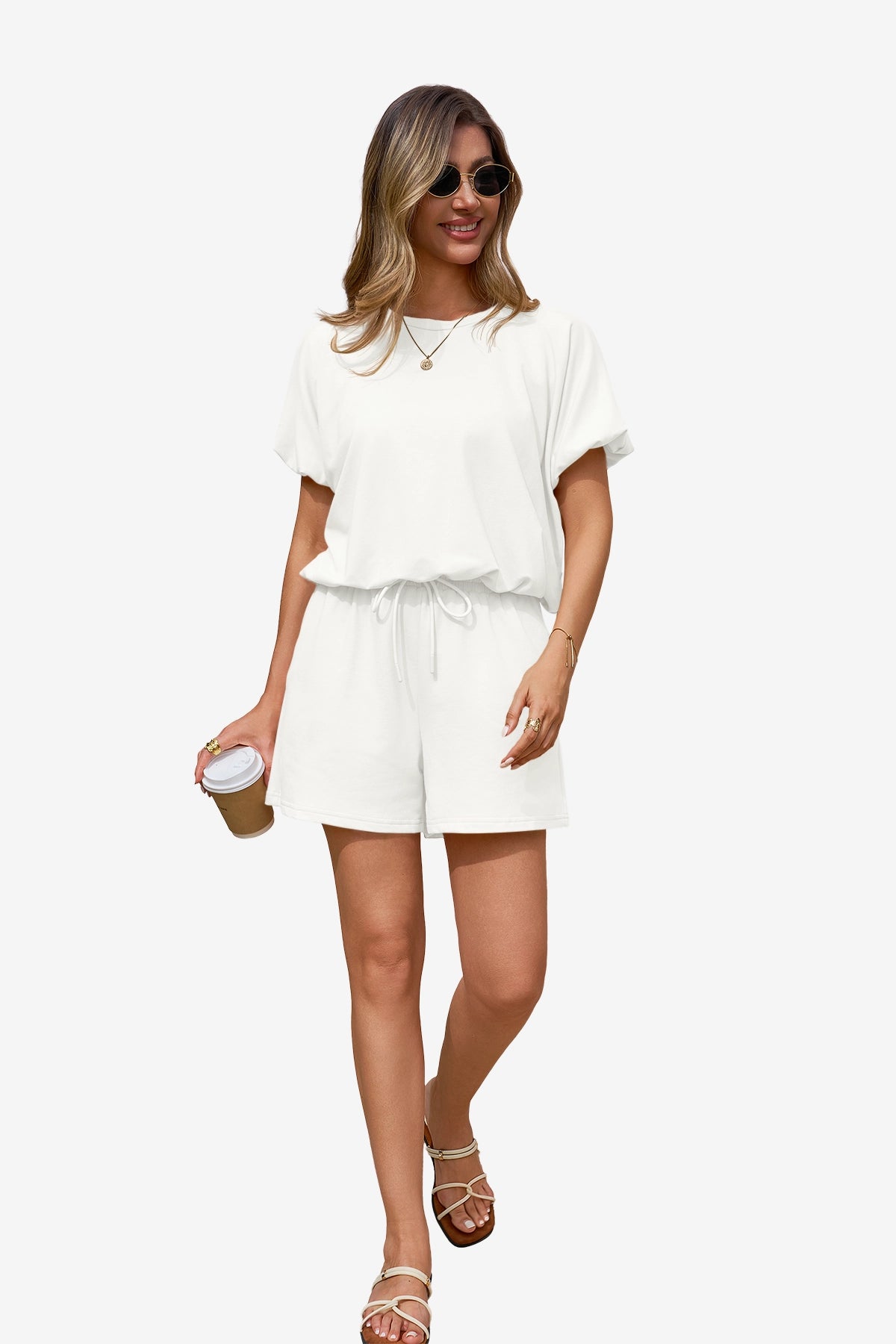 Womens White Summer 2 Piece Short Sets | CicyBell