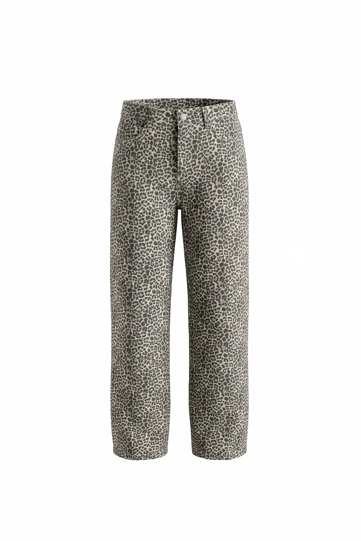 Womens White Leopard Print Wide Leg Jeans | CicyBell