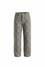 Womens White Leopard Print Wide Leg Jeans | CicyBell