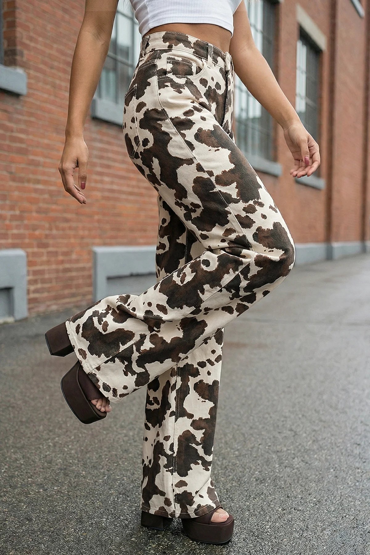 Womens White&black Wide Leg Jeans | CicyBell