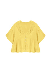Cicy Bell Womens Yellow Babydoll Tops