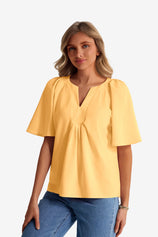 Womens Yellow V Neck Blouse | CicyBell