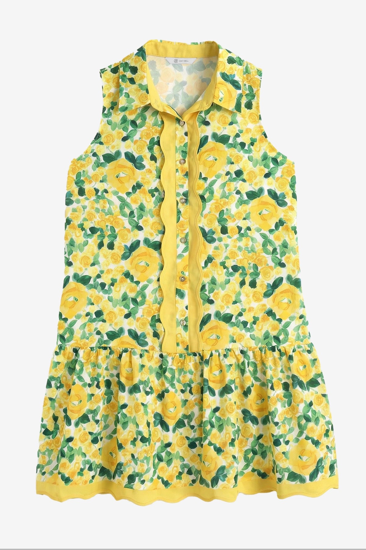 Womens Yellow Floral Mini Dress | CicyBell