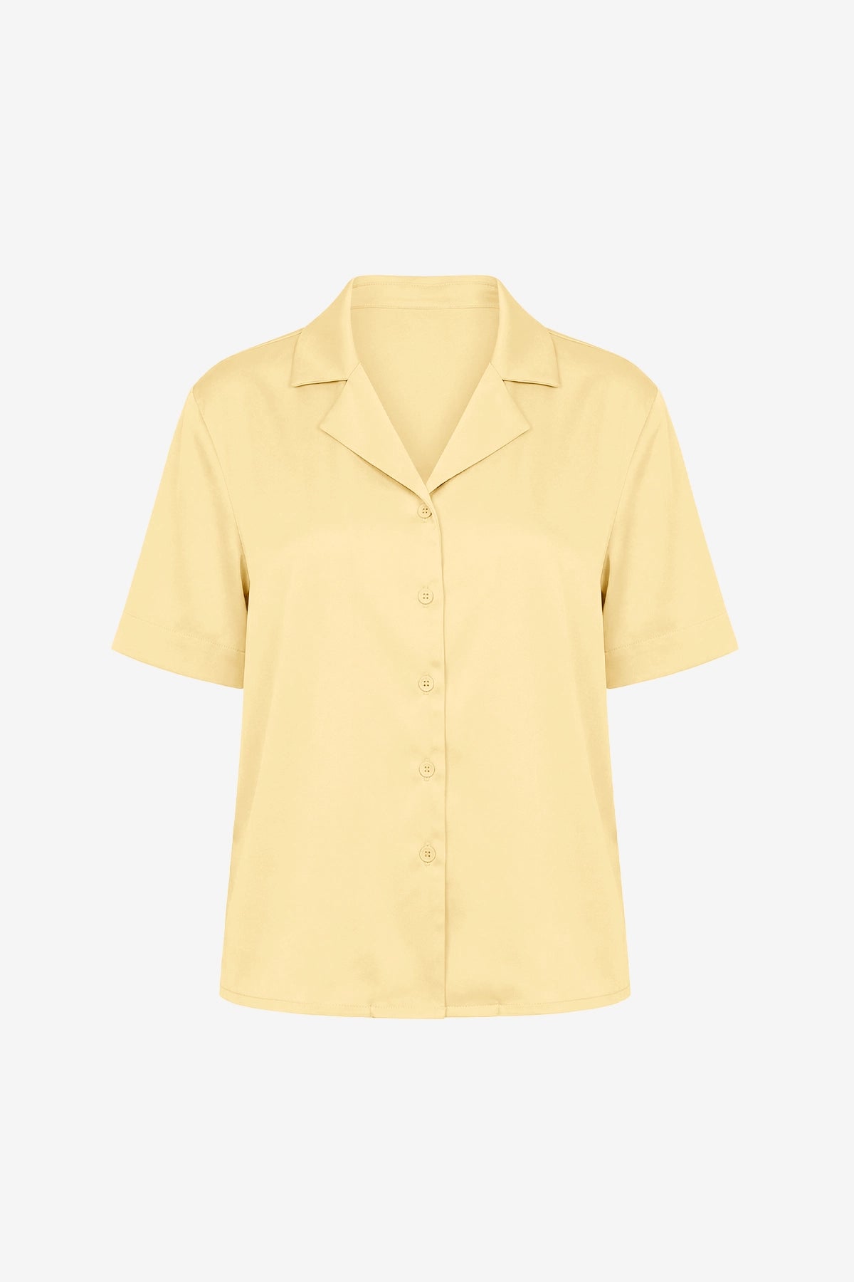 Womens Yellow Satin Button Down Shirts  | CicyBell