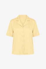 Womens Yellow Satin Button Down Shirts  | CicyBell