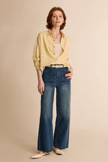 Cicy Bell Womens Yellow Striped Shirts