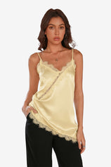 Women Yellow Summer Satin Cami Tops | CicyBell