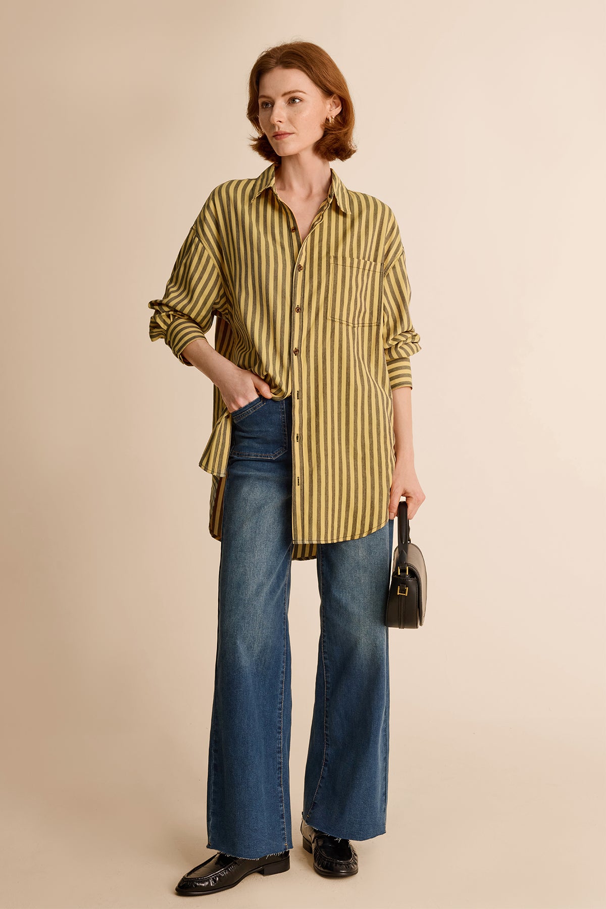 Womens Yellow Black Striped Shirts | CicyBell