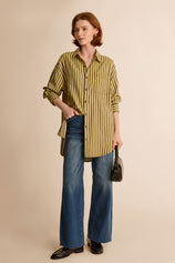 Womens Yellow Black Striped Shirts | CicyBell