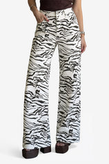 Womens Zebra Print Wide Leg Jeans | CicyBell