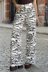 Womens Zebra Print Wide Leg Jeans | CicyBell