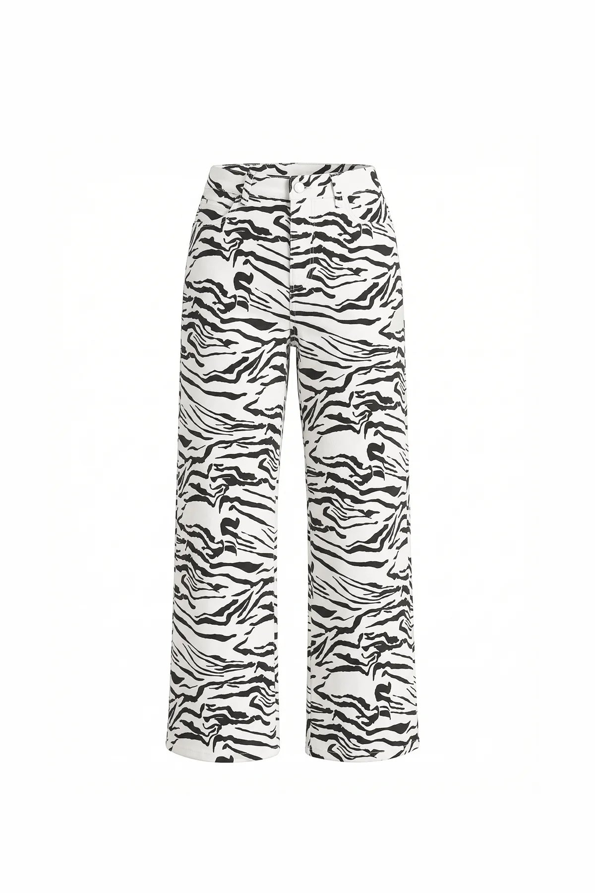 Womens Zebra Print Wide Leg Jeans | CicyBell