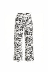 Womens Zebra Print Wide Leg Jeans | CicyBell