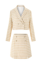 Cicy Bell Womens Beige Cropped Tweed Blazer Sets