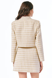 Cicy Bell Womens Beige Cropped Tweed Blazer Sets