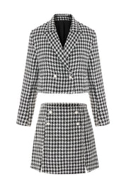 Cicy Bell Womens Black Cropped Tweed Blazer Sets