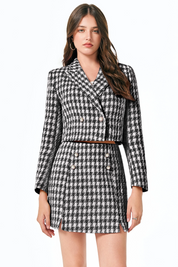 Cicy Bell Womens Black Cropped Tweed Blazer Sets