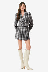 Cicy Bell Womens Black Cropped Tweed Blazer Sets