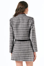 Cicy Bell Womens Black Cropped Tweed Blazer Sets
