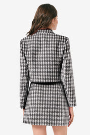 Cicy Bell Womens Black Cropped Tweed Blazer Sets