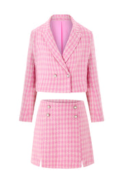 Cicy Bell Womens Pink Cropped Tweed Blazer Sets