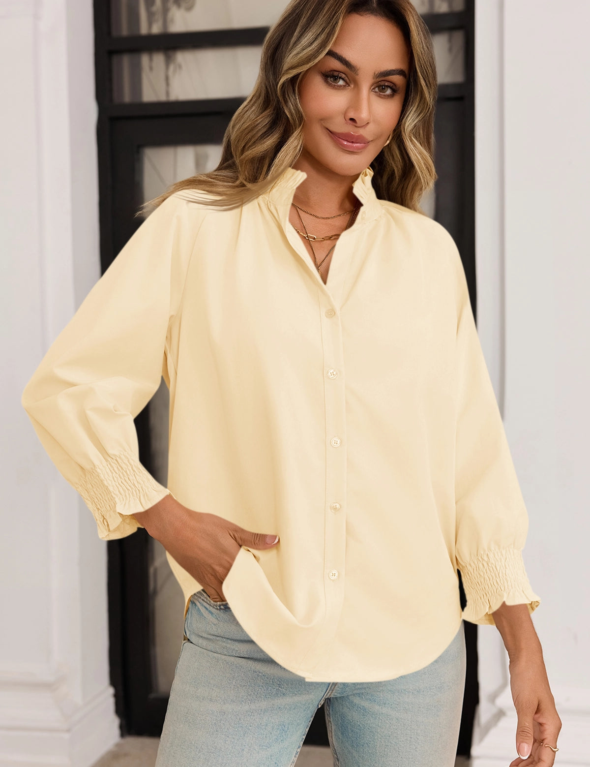 CicyBellWomensApricotButtonDownShirts1-3.webp