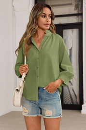 Cicy Bell Womens Army Green Button Down Shirts
