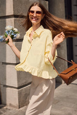 Cicy Bell Womens Beige Cropped Shirts