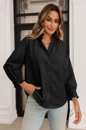 Cicy Bell Womens Black Button Down Shirts
