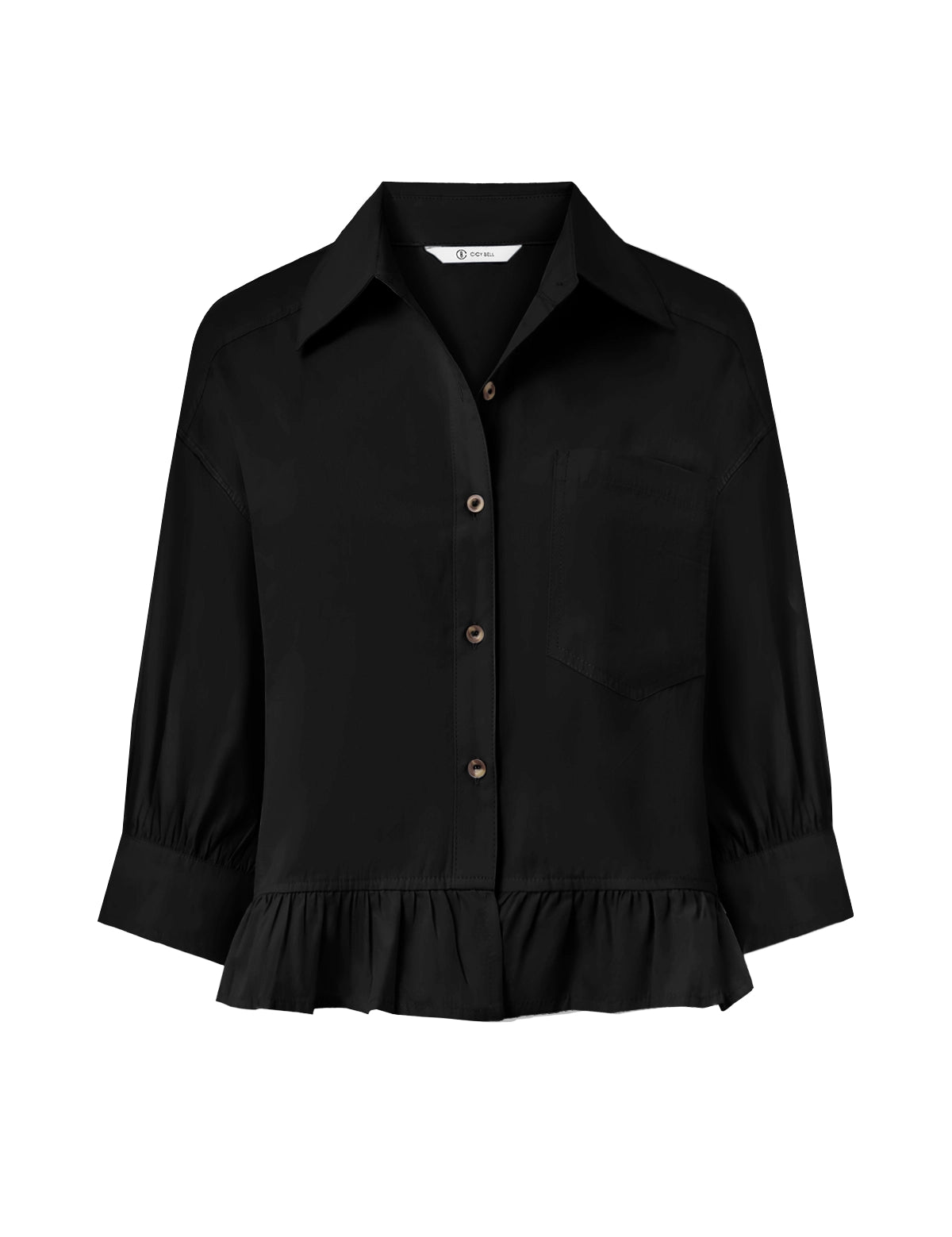 CicyBellWomensBlackCroppedShirtsM5A724HS1.webp