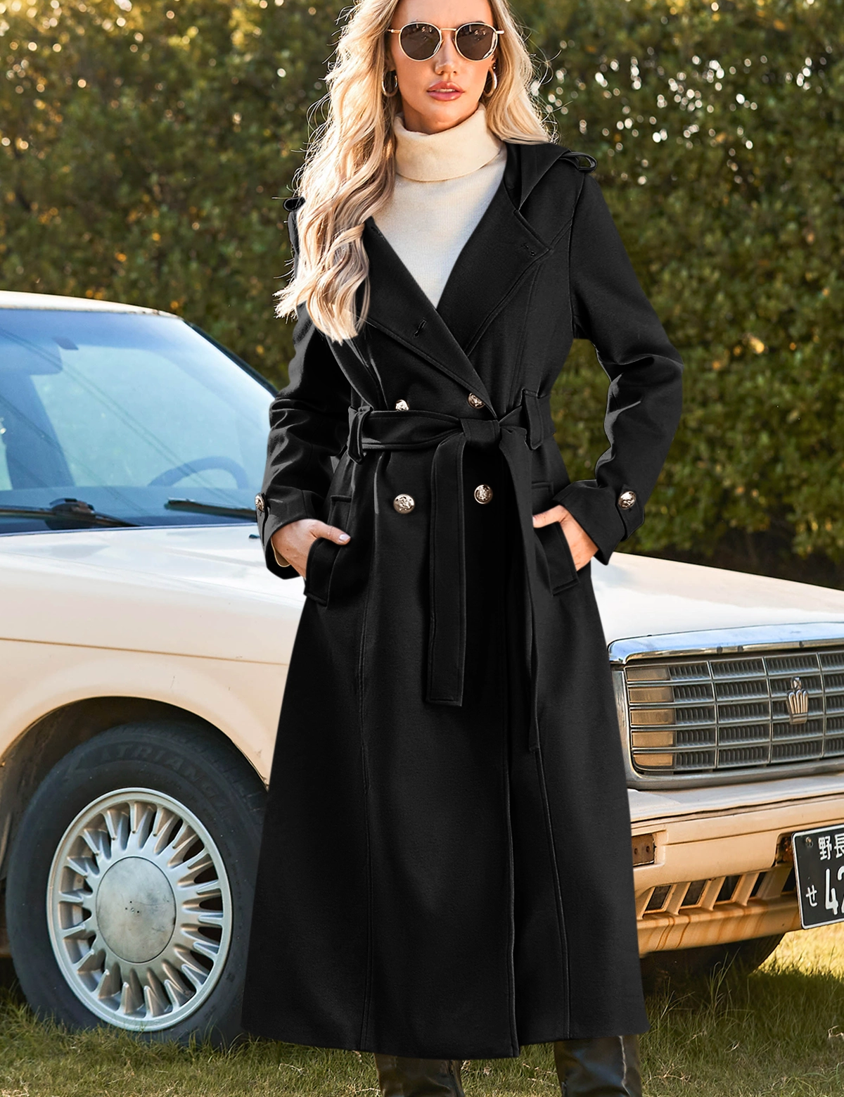 CicyBellWomensBlackHoodedCoatN3E2331.webp