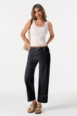 Cicy Bell Womens Black Straight Leg Jeans
