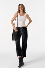 Cicy Bell Womens Black Straight Leg Jeans