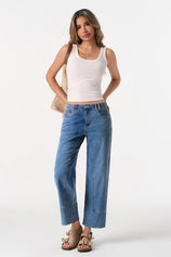 Cicy Bell Womens Blue Straight Leg Jeans