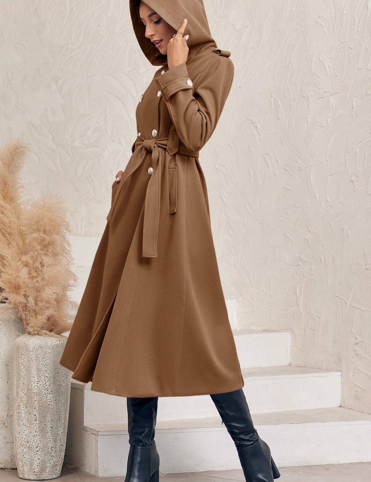CicyBellWomensBrownHoodedCoatN3E2333.webp