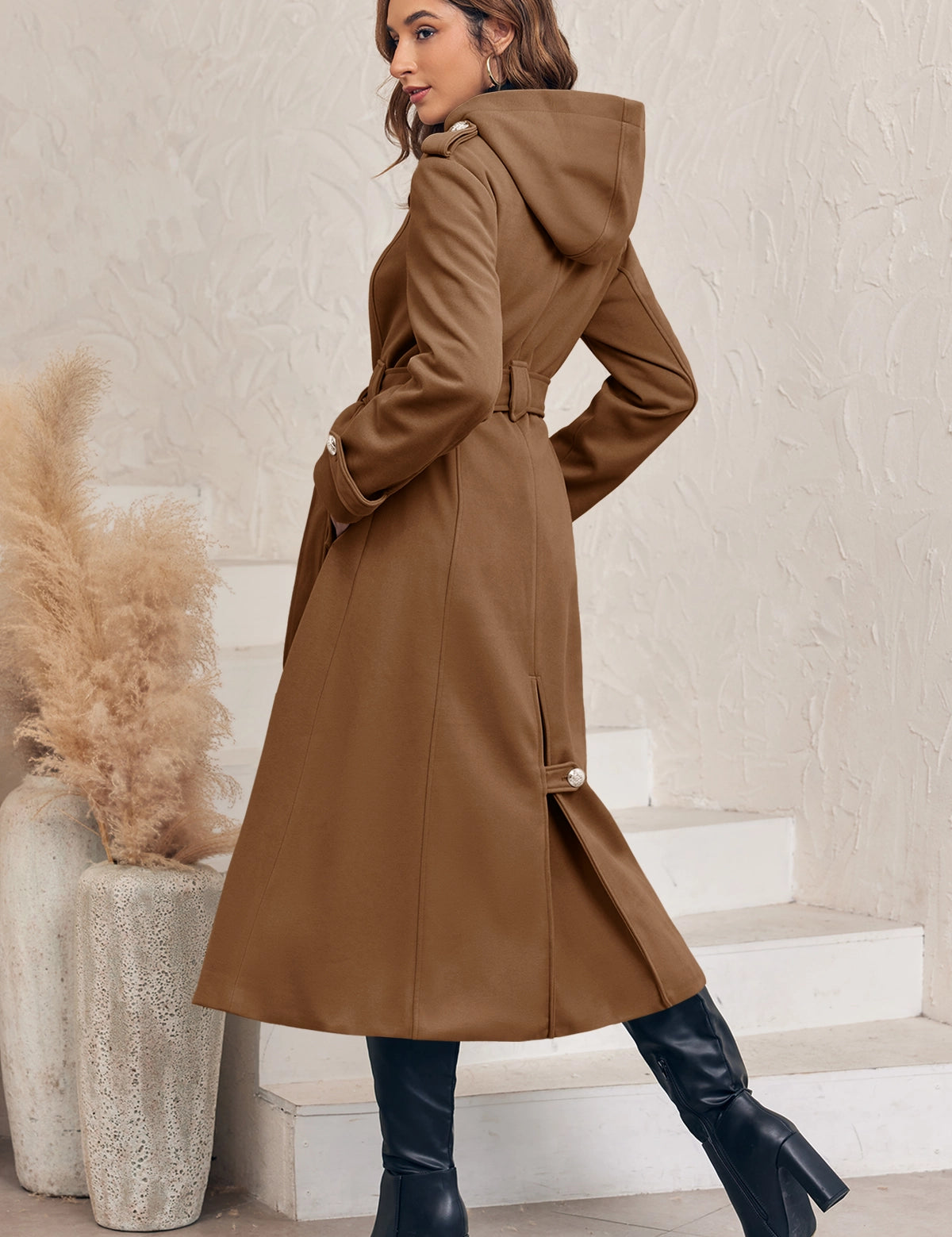 CicyBellWomensBrownHoodedCoatN3E2334.webp