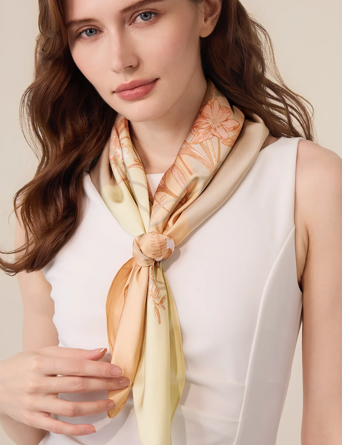 CicyBellWomensBrownOrangeSilkScarfSJ0105-6..webp