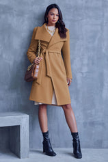 Cicy Bell Womens Brown Pea Coat