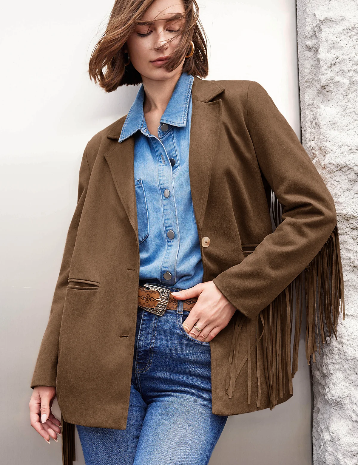CicyBellWomensDarkBrownFringeJacketRT82256.webp