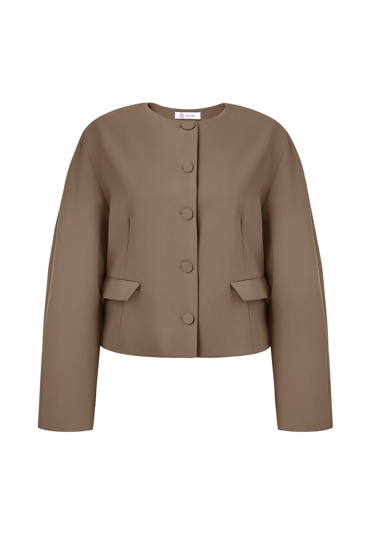 Cicy Bell Womens Dark Khaki Cropped Blazer