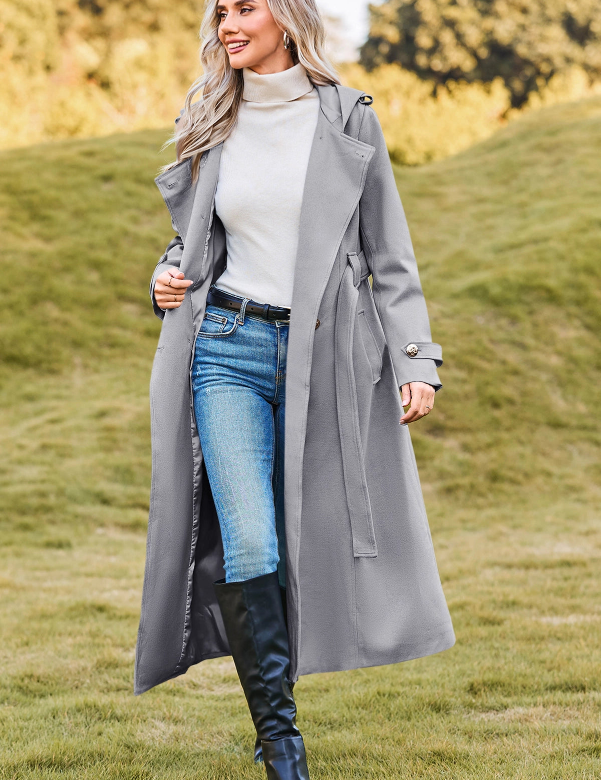 CicyBellWomensGreyHoodedCoatN3E2332.webp