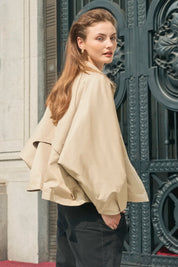Cicy Bell Womens Khaki Cropped Trench Coat