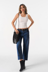 Cicy Bell Womens Navy Straight Leg Jeans