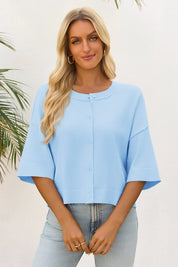 Cicy Bell Womens Sky Blue Cardigan Tops