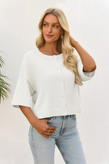 Cicy Bell Womens White Cardigan Tops