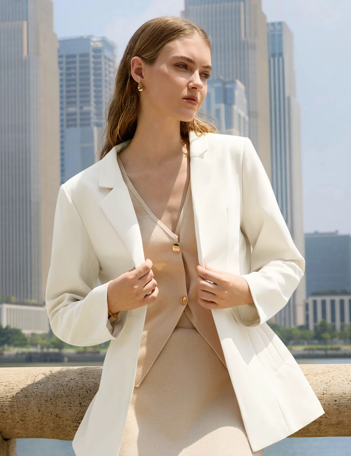 CicyBellWomensWhiteCasualBlazersH5N9222.webp