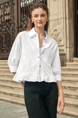 Cicy Bell Womens White Cropped Shirts