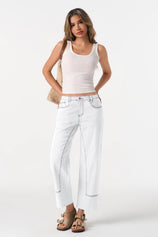 Cicy Bell Womens White Straight Leg Jeans