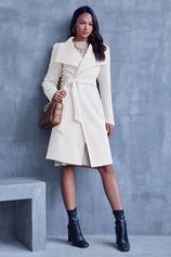 Cicy Bell Womens White Pea Coat